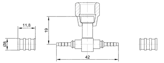 Kapillaranschluss "T", GOMAX KPB0C2 – DN2, 1/4" SAE Mutter (10er-Set)