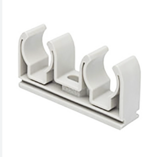 Doppelrohrschelle 2 × 32 mm – grau, für Kunststoffrohre