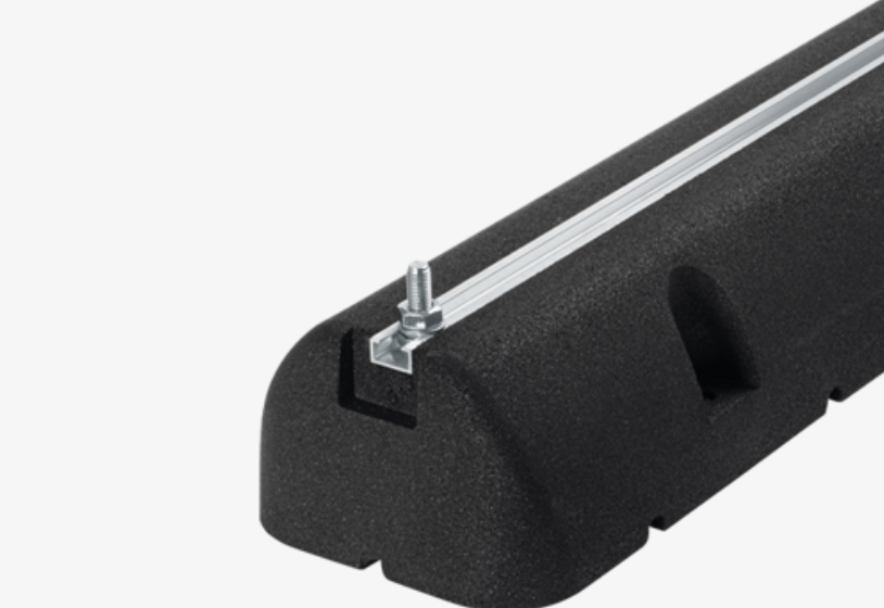 FISCHER Gummiauflage – Bodenstütze 400 × 100 mm, Tragkraft 250 kg, Schwarz