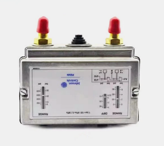 Doppelsignal-Druckschalter Johnson Controls P78LCA-9300, -0,5 – 7,0 / 3,0 – 30,0 bar, automatisch, Differenzdruck 0,6 – 3,0 bar, 3 bar fest, 1/4" SAE-Flare