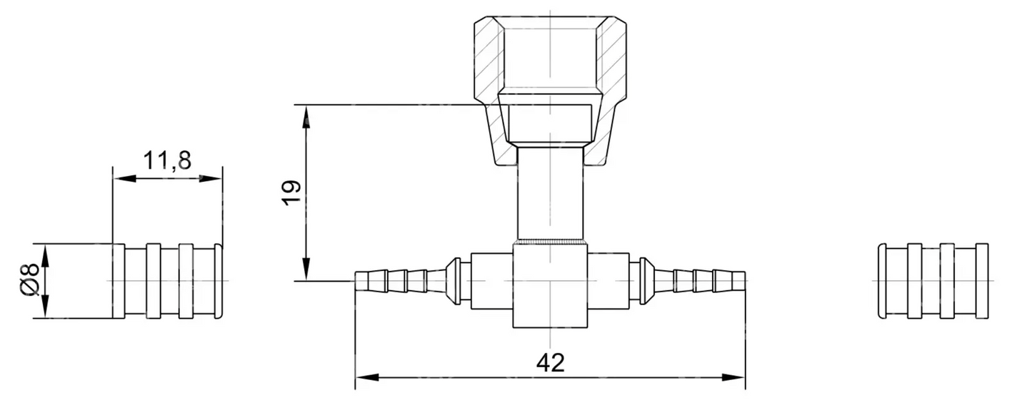Kapillaranschluss "T", GOMAX KPB0C2 – DN2, 1/4" SAE Mutter (10er-Set)