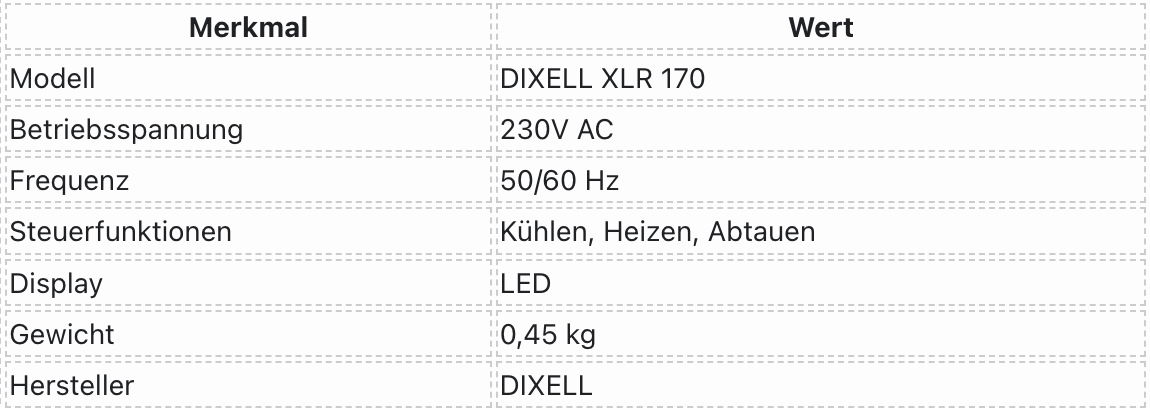 DIXELL XLR 170 Elektronischer Regler – 230V AC, 50/60Hz | Leistungsstarke Steuerung für Kälte- und Heizsysteme